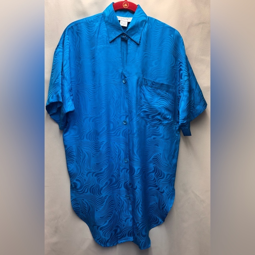 Vintage Argenti 100% Silk Short Sleeve Blouse Size 4